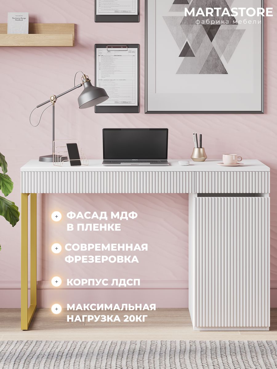 Письменный стол белый 115 см Joy_11+З, MARTASTORE